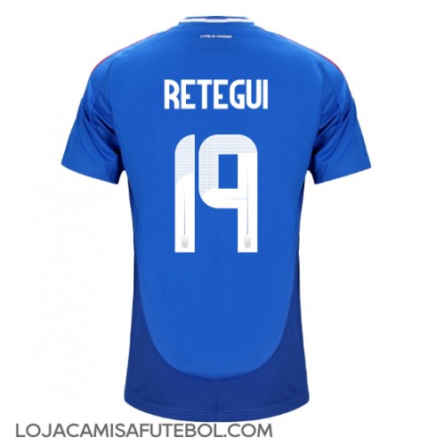 Camisa de Futebol Itália Mateo Retegui #19 Equipamento Principal Europeu 2024 Manga Curta